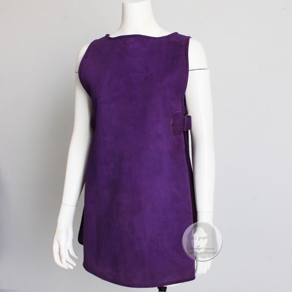 Bonnie Cashin for Sills Tunic Dress Lilac Suede Saks 5th Ave Vintage 60s NOS NWT - Picture 4 of 9